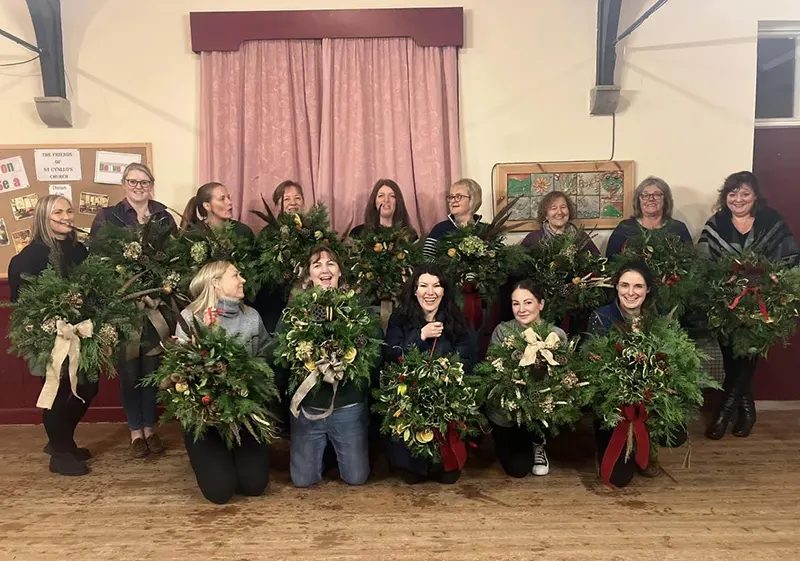 Wreathmaking in Llangunllo, Christmas 2023