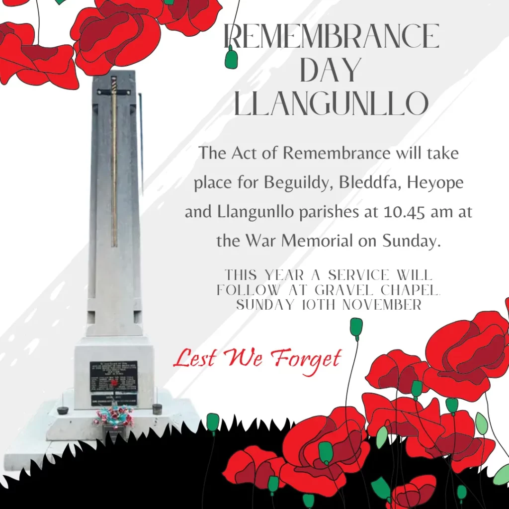 Llangunllo Remembrance Day Sunday 10th November