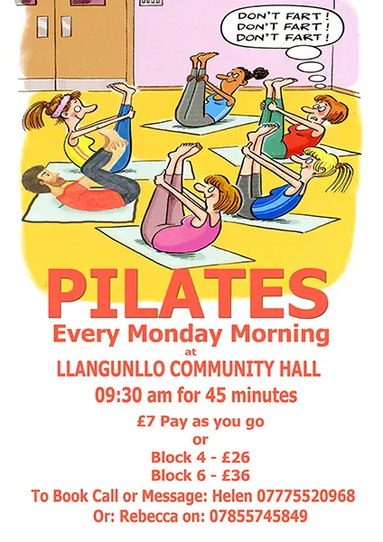 Pilates at Llangunllo Community Hall 9:30 am every Monday